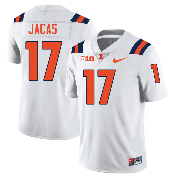 #17 Gabe Jacas Illinois Fighting Illini Football Jersey,Uniforms-White